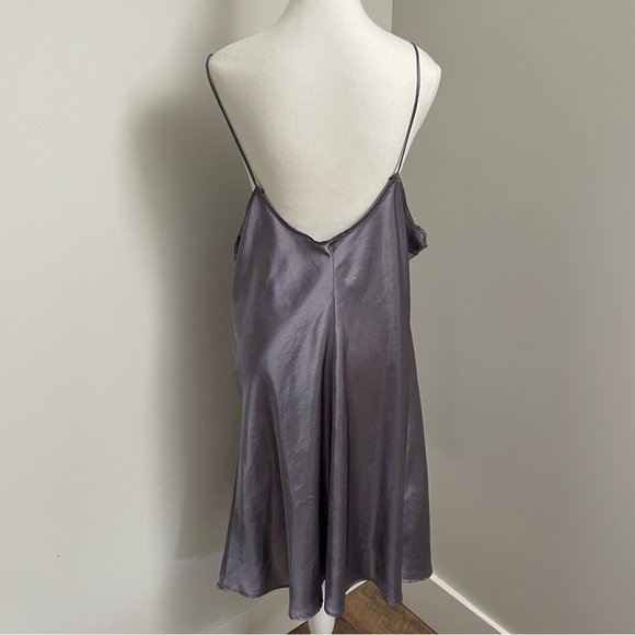 Vintage Satin Lace Trim Embroidered Purple Slip Dress Size 3XL - Picture 3 of 5